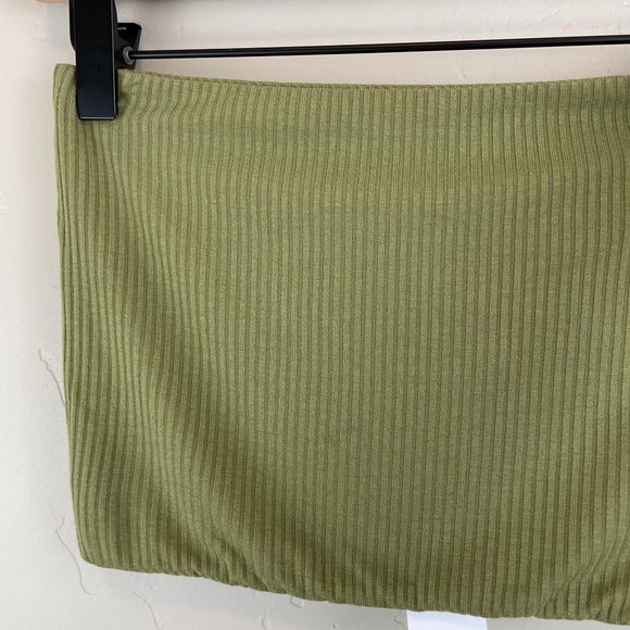 Topshop olive green ribbed lined cropped strapless bandeau tube top 6 or small - Picture 5 of 12